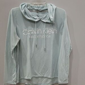 Calvin Klein Performance Hoodie Womens XL Light Mint Green Top Yoga Sporty Soft
